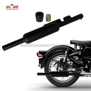 EAZ Silman LSA3-B Short Punjab Small Mouth Black Silencer | Free Flow Exhaust for Royal Enfield UCE