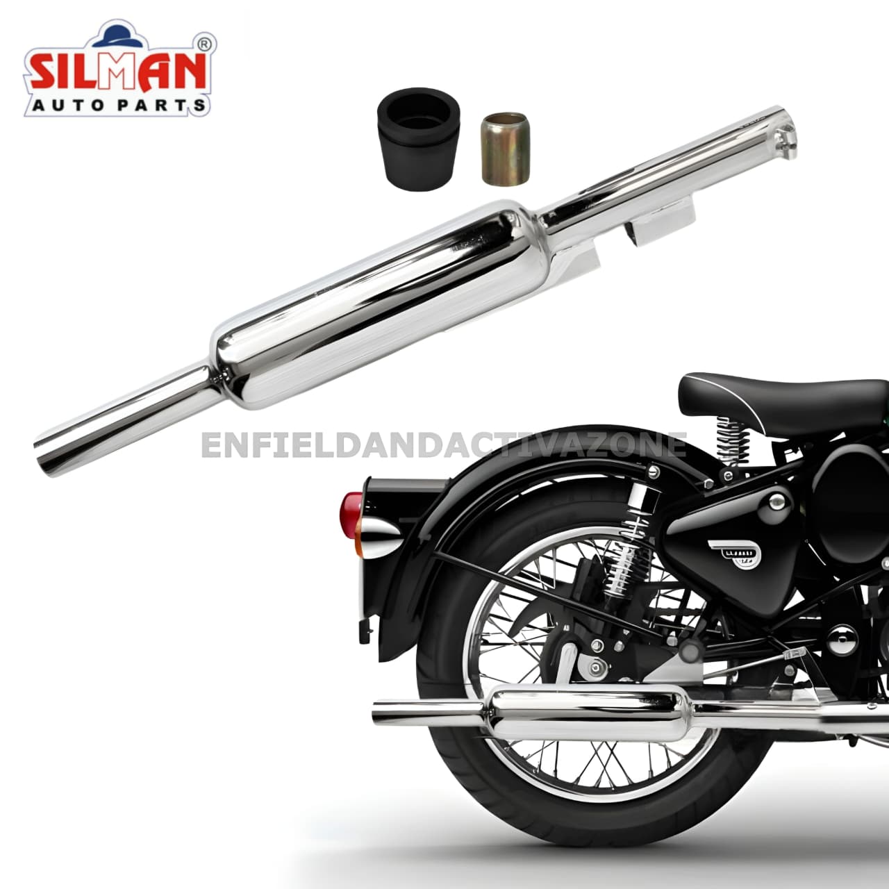 EAZ Silman LSA3 Short Punjab Small Mouth Chrome Silencer | Free Flow Exhaust for Royal Enfield UCE
