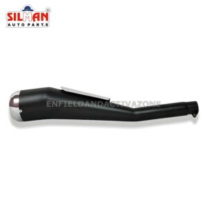 EAZ Silman Angular Cobra Black Silencer BLG-26 | Royal Enfield Custom Exhaust with Plate