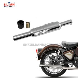 EAZ Silman LSM4 Short Punjab Big Mouth Chrome Silencer | Free Flow Exhaust for Royal Enfield J-Series Classic 350 & New Bullet 350