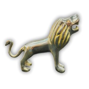 EAZ Premium Brass Standing Lion Mascot (Medium) – Heavy-Duty Roaring Lion Mudguard Figure for Royal Enfield & Custom Cruiser Motorcycles