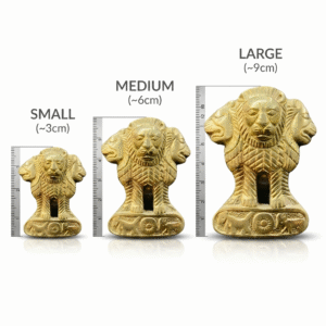 EAZ Premium Pure Brass Ashok Stambh National Emblem Mascot (Available in 3 Sizes) – Heavy-Duty Mudguard Ornament & Dashboard Statue for Royal Enfield, Cars & Luxury Decor