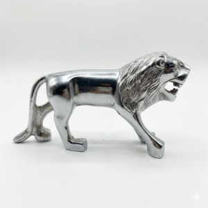 EAZ Premium Silver Standing Lion Mascot – Heavy-Duty Roaring Lion Mudguard Ornament with Universal Fitting for Royal Enfield, Cruisers & Custom Bikes