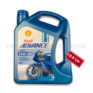 Shell Advance 4T AX7 15W-50 Synthetic Technology Engine Oil – 2.5 Litre Pack – API SM, JASO MA2 – With Active Cleansing Technology