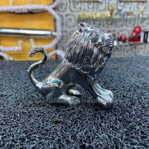 EAZ Heavy-Duty Babbar Sher Sitting Lion Metal – Premium Silver Chrome Edition Medium-Size Fender & Mudguard Ornament for Royal Enfield