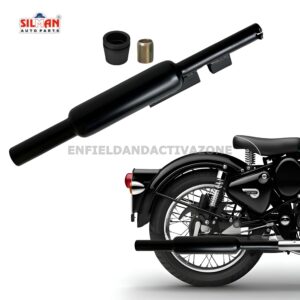 EAZ Silman LSA4B Short Punjab Big Mouth Black Silencer | Free Flow Exhaust for Royal Enfield UCE Classic, Standard & Electra