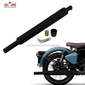 EAZ Silman LS19B Long Punjab Big Mouth Black Silencer | Royal Enfield UCE Classic, Bullet & Electra