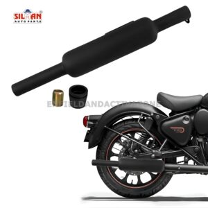 EAZ Silman LSM3B Short Punjab Small Mouth Black Silencer | Free Flow Exhaust for Royal Enfield Classic 350 Reborn