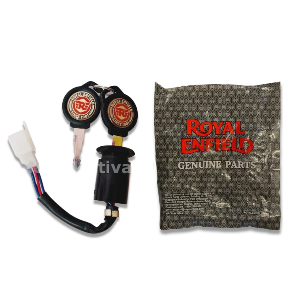 Royal Enfield Genuine Ignition Switch with Key for Old Model Bullet (Standard, Electra) – 4-Wire Configuration – Part No. 597130