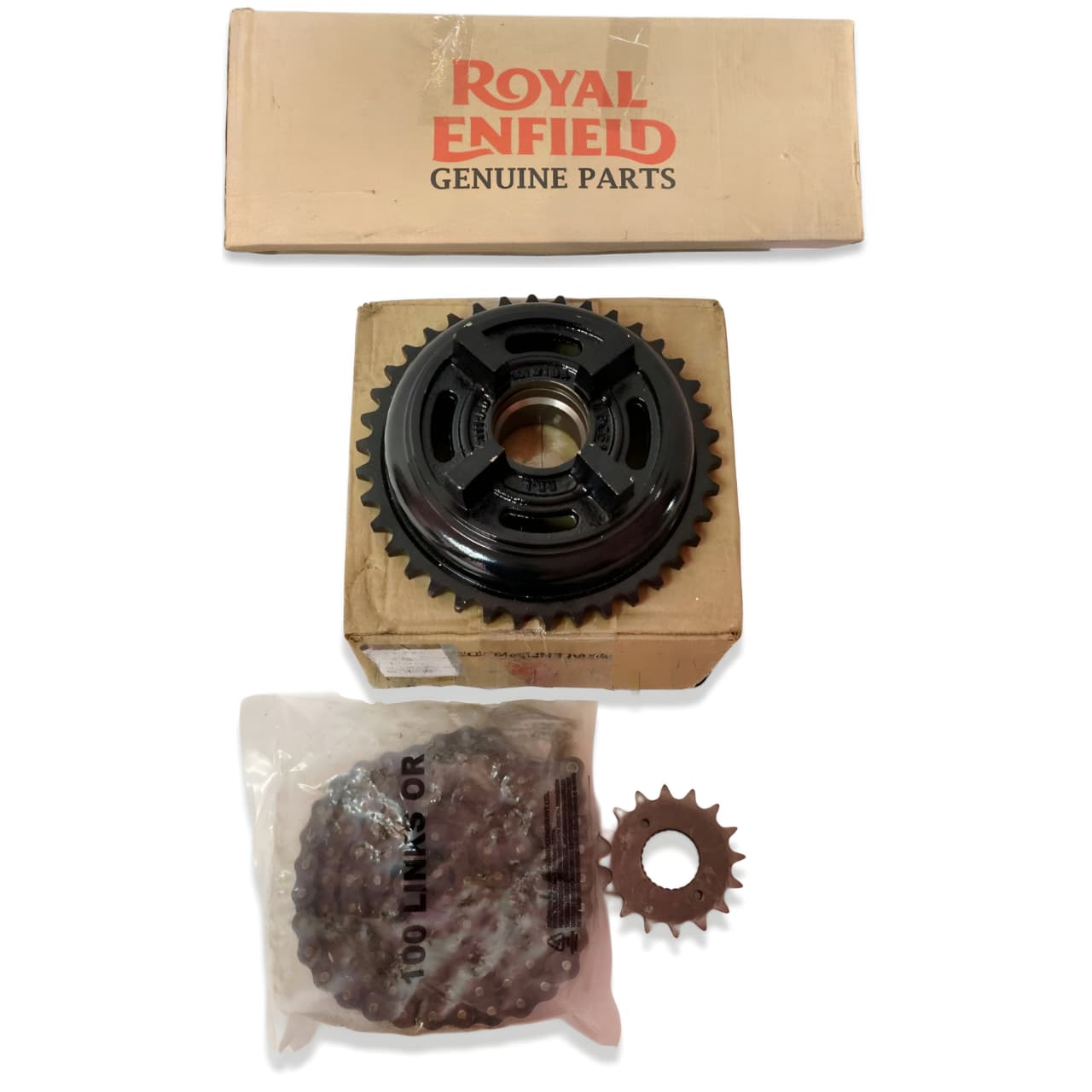 Royal Enfield Chain & Sprocket Kit (Single Disc) - Part No. 597463 (Set of 3)