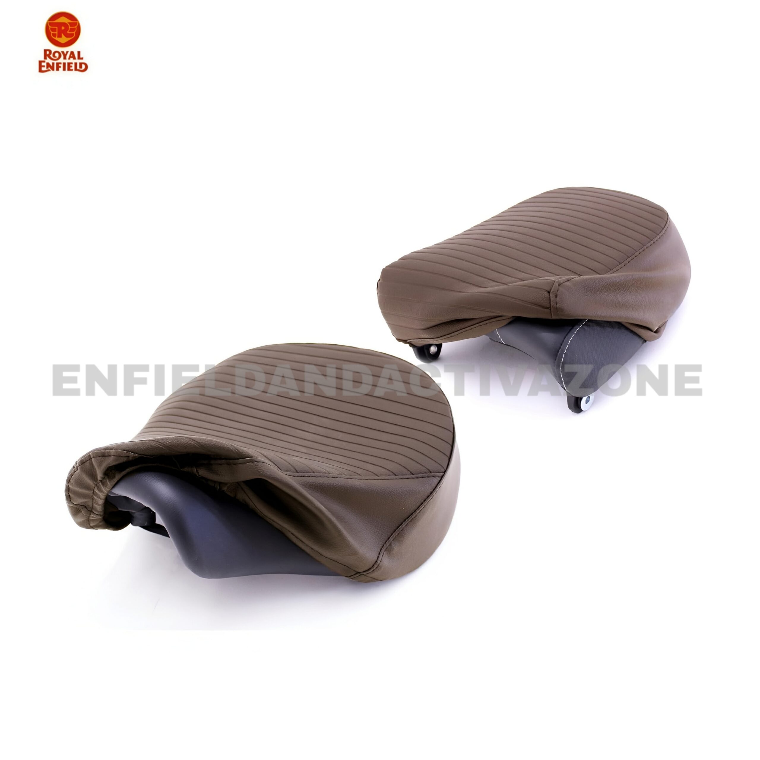Royal Enfield Classic 350 Reborn Pleated Seat Cover Set Brown | Genuine GMA | KXA00122