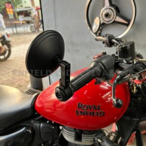 EAZ Handle Bar End Mirrors – Heavy-Duty Black Edition | Wide-Angle Convex View for Royal Enfield Hunter, Meteor, & Classic Reborn
