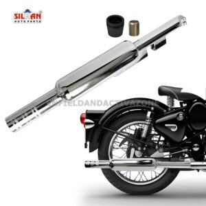 EAZ Silman LSA4 Short Punjab Big Mouth Chrome Silencer | Free Flow Exhaust for Royal Enfield UCE Classic, Standard & Electra