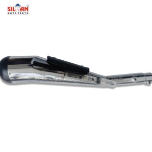 EAZ Silman BLG27 Angular Cobra Chrome Silencer with Black Contrast Plate | Royal Enfield Classic, Bullet & Electra UCE
