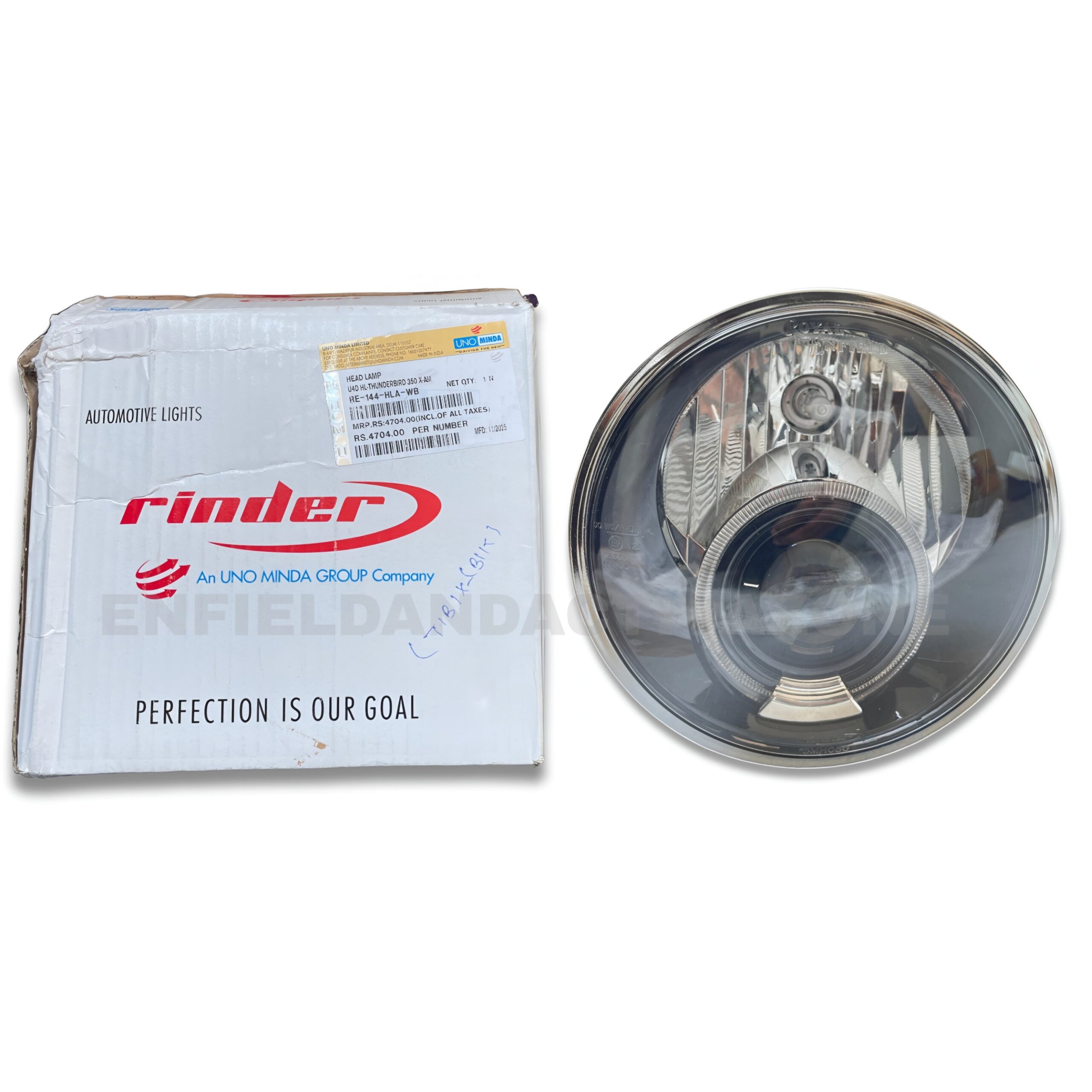 Royal Enfield Thunderbird 350X & 500X Headlamp Assembly with Bulb | Uno Minda Rinder RE-144-HLA-WB | Hard Coated Lens OE Quality Headlight