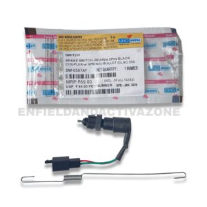 Uno Minda Rear Brake Switch with Spring & 2-Pin Black Coupler – For Royal Enfield Classic 350 & Bullet (New Models) – Part No. SW-0507AF