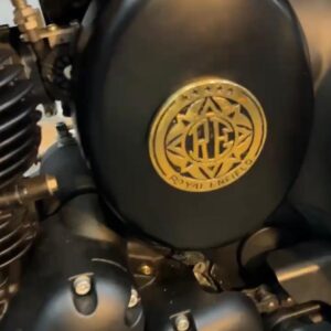 Antique Mono RE Brass Logo – Universal Fit for Mudguard, Side Box & Panniers