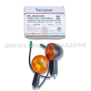 Swiss (Deutsche) Indicator Assembly – Matte Black (DEUS-1038V) – 1pc (Rear Left) – For Royal Enfield Hunter 350