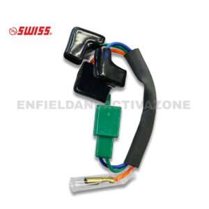 Swiss (Deutsche) Headlamp Bulb Holder (DEUS-0251E) – 3-Pin H4 Socket – For Royal Enfield Bullet 350 Standard, Electra & Machismo (Cast Iron)