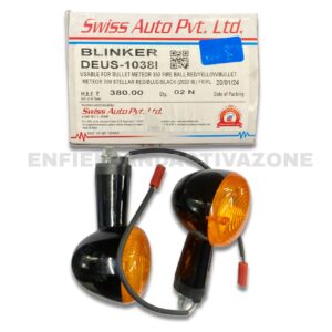 Swiss Blinker Indicator Assembly – Shine Black (DEUS-1038I) – For Royal Enfield Meteor 350, Hunter 350 & Classic Reborn (Per Piece)