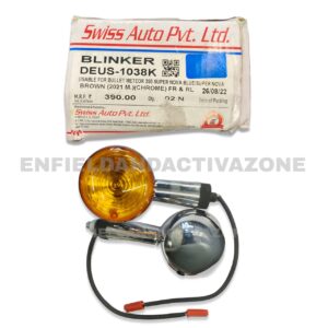 Swiss (Deutsche) Chrome Blinker Assembly – (DEUS-1038K) – 1 Pair (FR & RL) – For Royal Enfield Meteor 350 & Classic Reborn