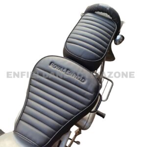 EAZ Premium Padded Seat Cover with Integrated Foam Lining – Black Leatherite – For Royal Enfield Classic 350/500 UCE (Split Seat)