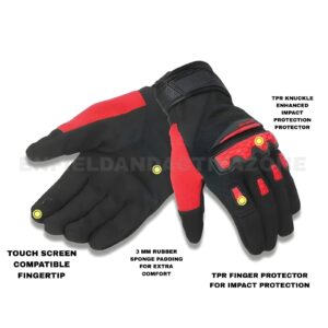 Royal Enfield Genuine Urban Hustler V2 Riding Gloves (RRGGLO230190) – Red  – Touchscreen Compatible