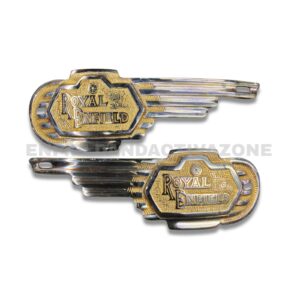 Heavy-Duty Royal Enfield Tank Set – Vintage Winged Design Premium Gold & Chrome Finish for All Models