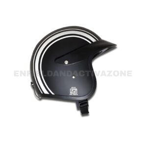 Royal Enfield Genuine Sunpeak RVP Stripe Open-Face Helmet – Matt Black & Silver