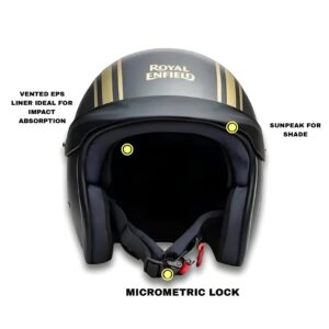 Royal Enfield Genuine Sunpeak RVP Stripe Open-Face Helmet – Athena Grey & Gold