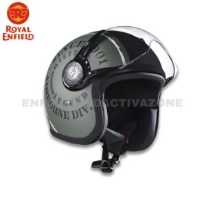 Royal Enfield Airborne Div. Open Face Helmet – Battle Green  – ISI Certified Classic Cruiser Helmet