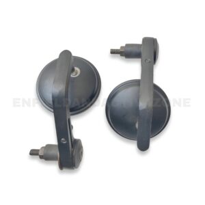Universal Round Bar End Mirrors (Pair) – Matte Black CNC Aluminum for Royal Enfield, Classic, Hunter, Meteor & Custom Motorcycles