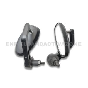 Universal Oval Bar End Mirrors (Pair) – Sleek Matte Black CNC Finish for Royal Enfield, Jawa, Yezdi, and Street Motorcycles