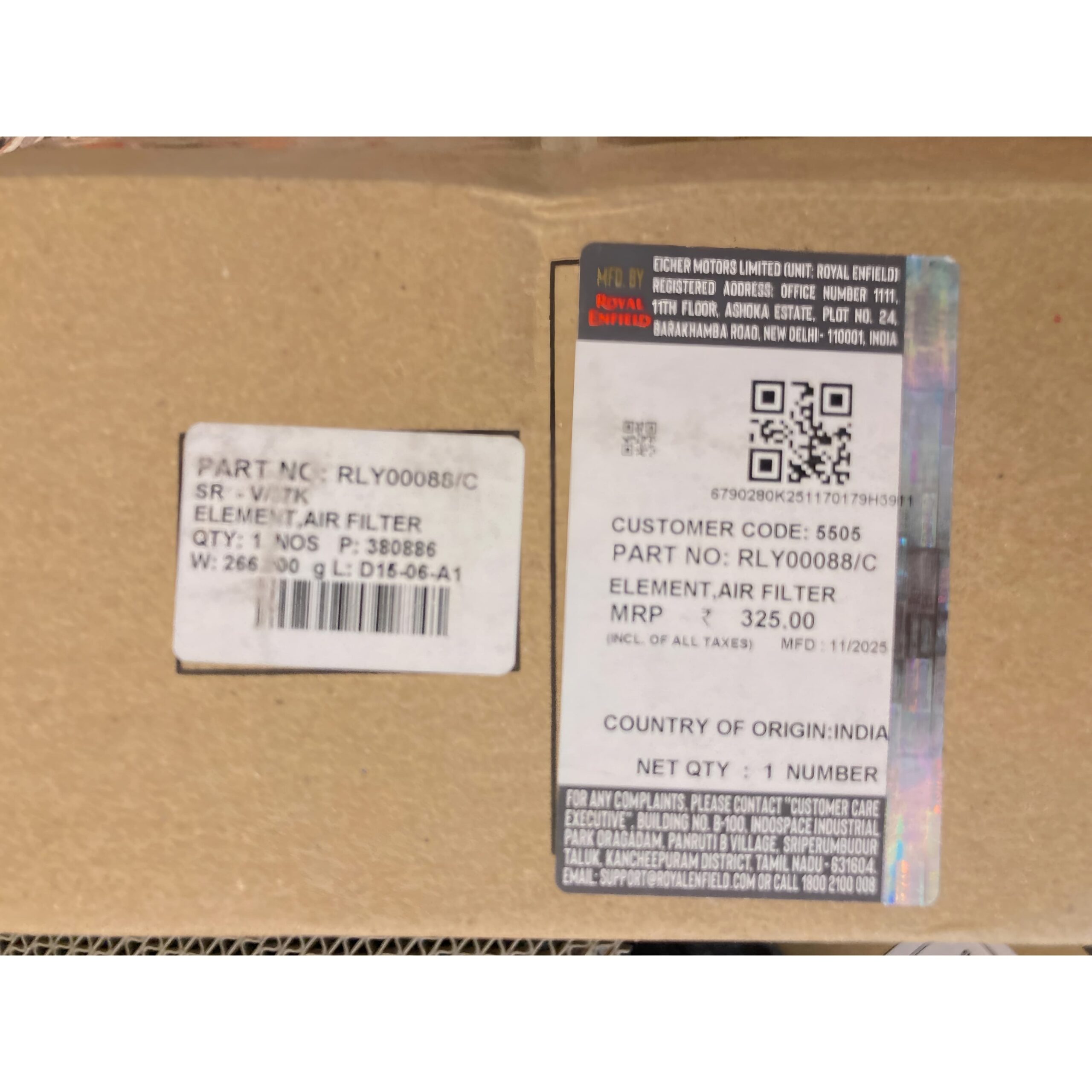 Genuine Royal Enfield Air Filter Element – Original Equipment (OE) Part for Himalayan 411 & Scram 411 (Part No. RLY00088/C) - Image 4