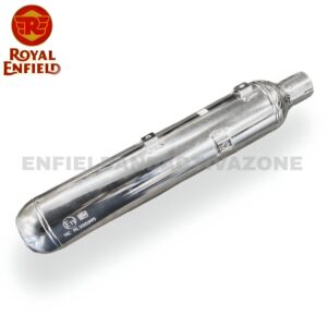 Genuine Royal Enfield Silencer Assembly – Chrome Plated OE Exhaust for Meteor 350 (Part No. RLX00517/B)