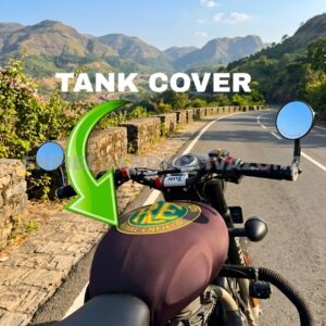 Premium Padded Fuel Tank Cover with Detachable Utility Pouch – Scratch Protection for Royal Enfield Classic, Bullet, Meteor & Hunter 350