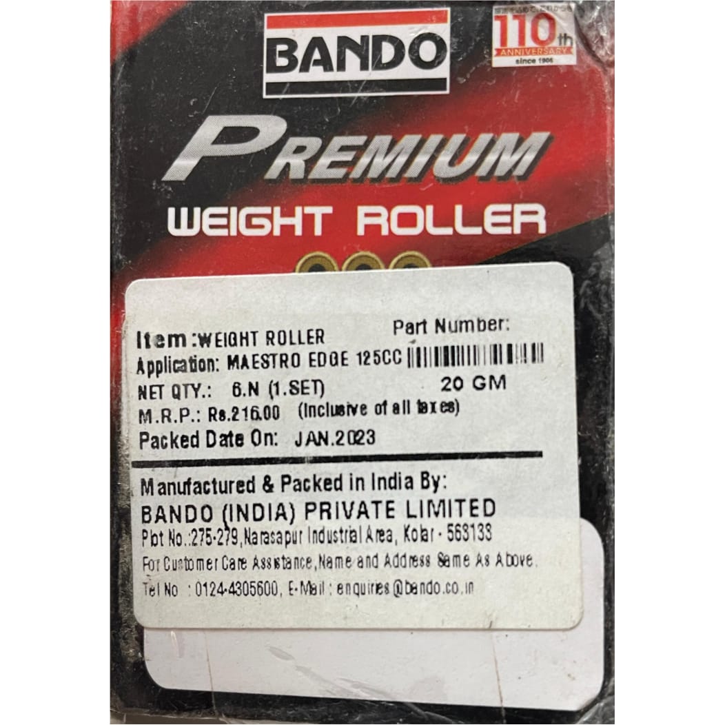 Bando Genuine Clutch Weight Roller Set – High-Durability Variator Rollers for Hero Maestro Edge 110 & Maestro Edge 125 (Set of 6) - Image 3