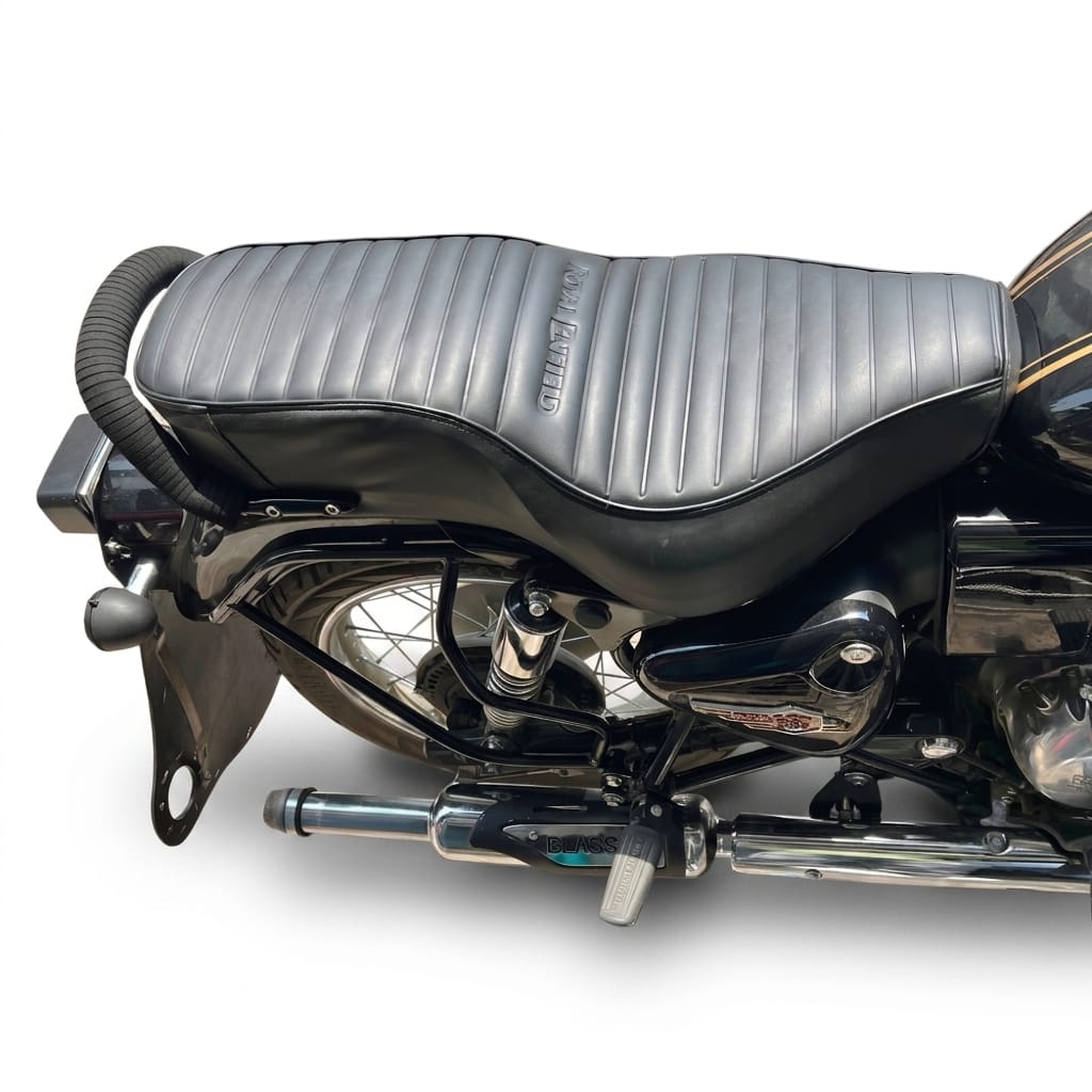EAZ Premium Waterproof Seat Cover with Foam Lining for Royal Enfield Bullet 350 Battalion Black (Ribbed / Striped Pattern) - Image 3