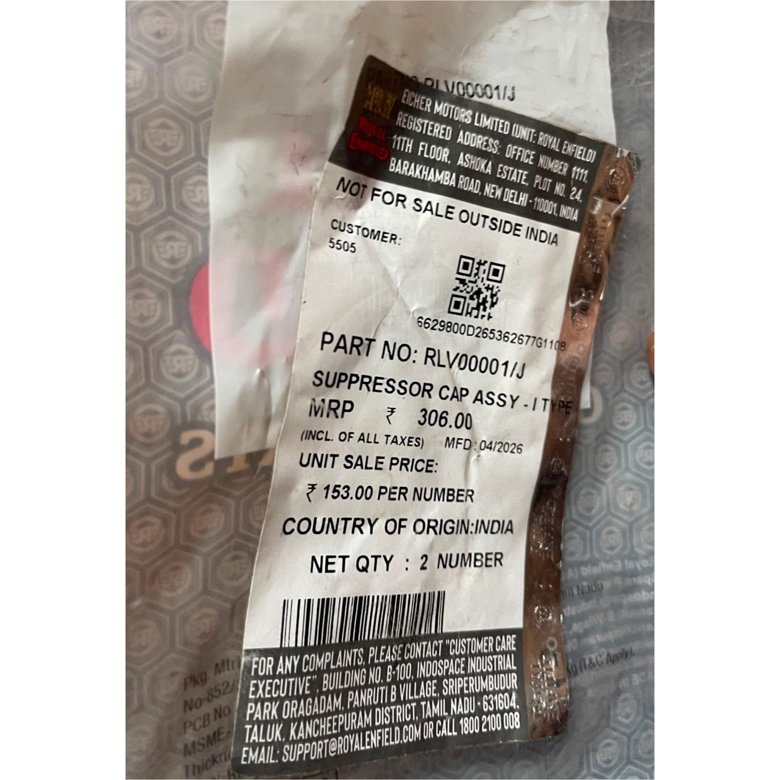 Royal Enfield Genuine Suppressor Cap Assy - I Type – Original Spark Plug Cap for J-Series Engines (Part No. RLV00001/J) - Image 4