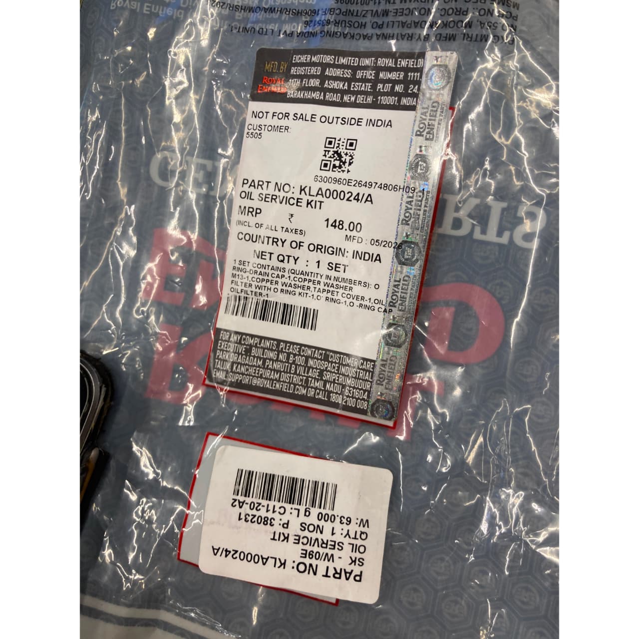 Royal Enfield Classic 350, Bullet & Thunderbird UCE Oil Service Kit | Part No. KLA00024/A | Complete Maintenance Kit - Image 4
