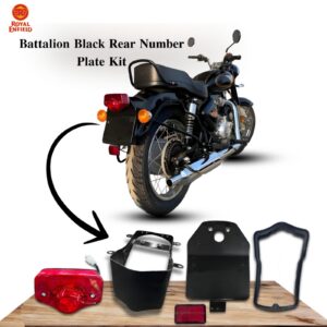 Royal Enfield Bullet 350 J-Series Rear Number Plate Complete Assembly Kit | Genuine OEM 5-Piece Combo | Tail Lamp, Shroud & Reflector Set