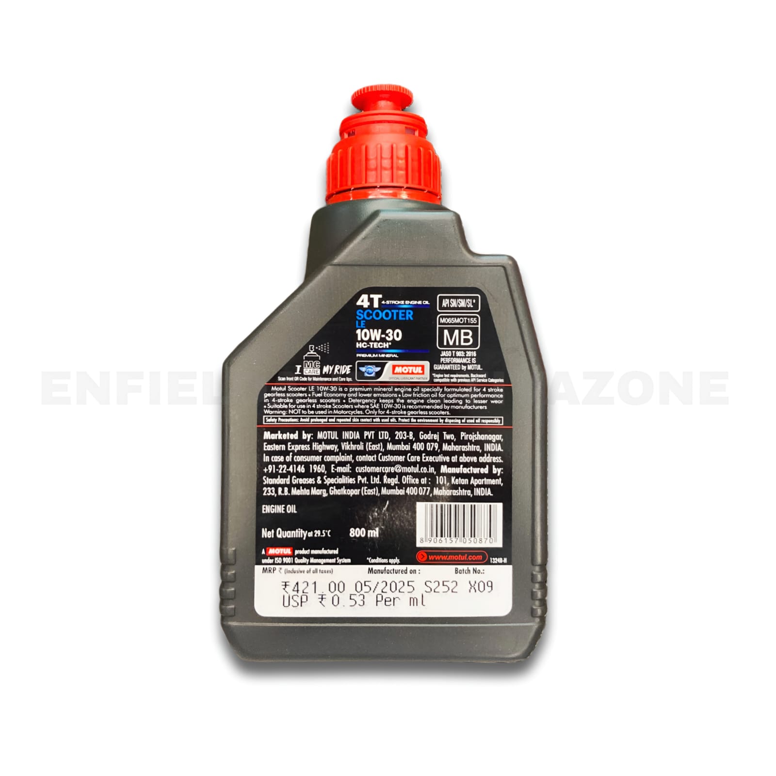 Motul Scooter LE 4T 10W30 Premium Mineral Engine Oil 800ml + Scooter Gear Oil 80W-90 Combo | API SN | JASO MB - Image 2
