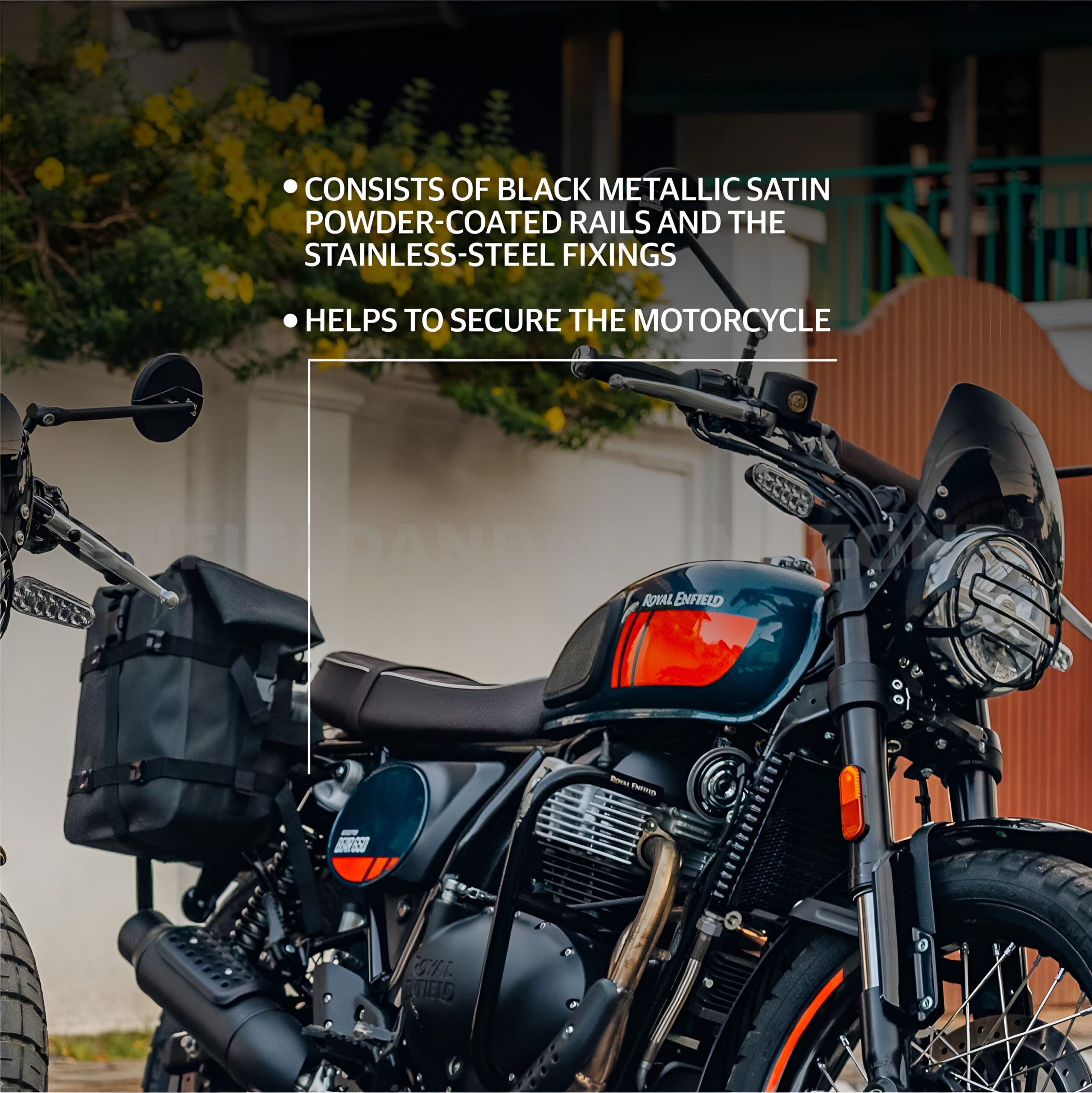Royal Enfield Bear 650 Black Pannier Rails | Genuine OEM Saddle Stay & Luggage Support | Part No. 1990524 - Image 4