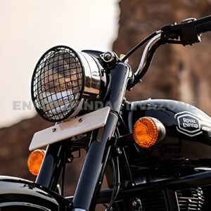 Royal Enfield Classic 350, Classic 500, Bullet, Standard & Electra UCE Genuine Black Headlight Grill | OEM Headlamp Protector | Part No. 1990664
