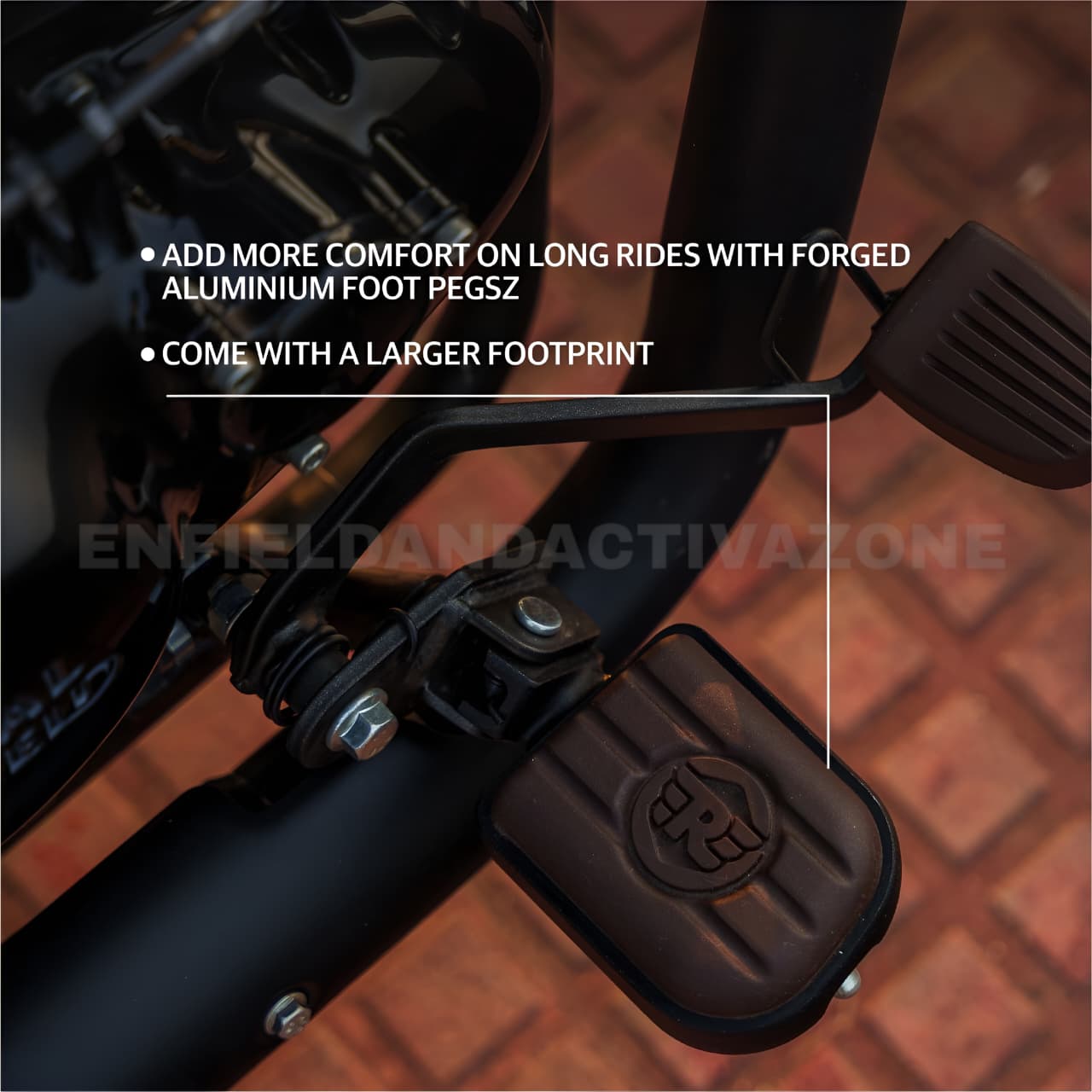 Royal Enfield Classic 350 Reborn, Meteor 350 & New Bullet 350 Deluxe Footpegs Brown Black | KXA00182 - Image 3