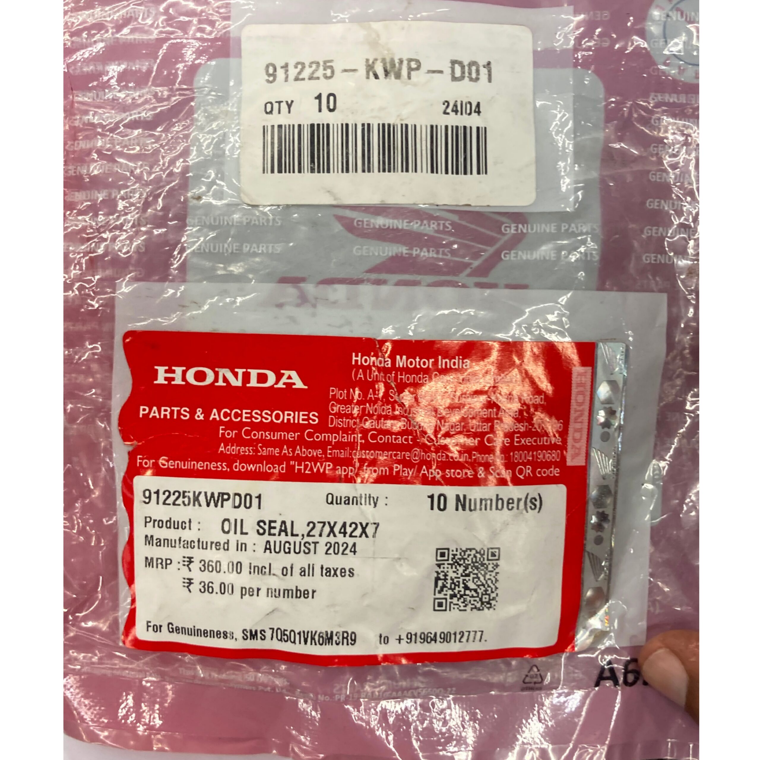 Honda Activa Gearbox Oil Seal 91225KWPD01 | 27×42×7 Transmission Oil Seal Genuine Spare Part - Image 4
