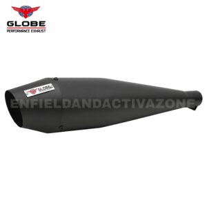 EAZ Globe Exhaust Dolphin Black Silencer for Royal Enfield Classic Reborn, Meteor 350 & New Bullet 350