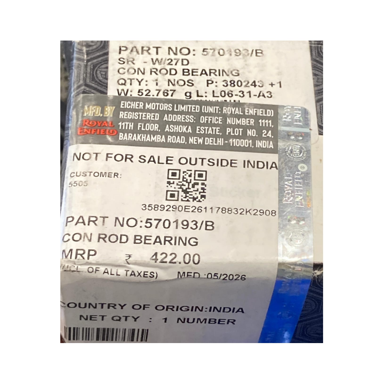 Royal Enfield Con Rod Bearing 570193/B | Genuine Connecting Rod Bearing Spare Part - Image 4