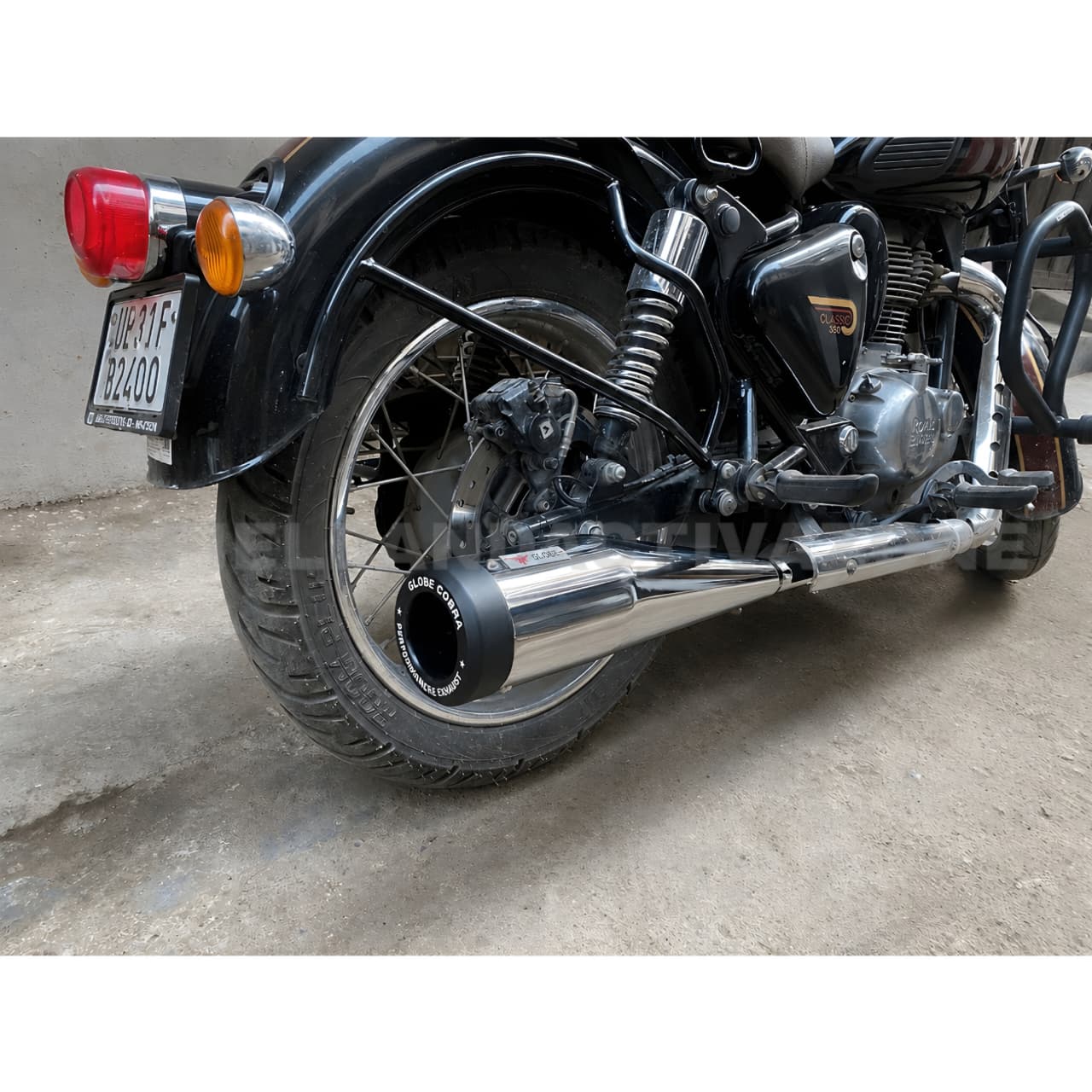 Globe Exhaust Cobra Chrome Silencer for Royal Enfield Classic Reborn, Meteor 350 & New Bullet 350 | EAZ - Image 3