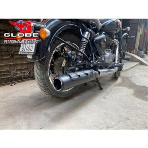 EAZ Globe Exhaust Xploder Black Silencer for Royal Enfield Classic Reborn, Meteor 350 & New Bullet 350